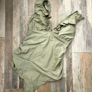 Olive Green One Piece Swimsuit